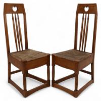 Shapland & Petter, a Pair of Ash Side Chairs in the Style of M. H. Baillie Scott