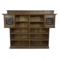 Liberty & Co. Arts & Crafts Oak Bookcase Stain Glass and Copper Hinges & Handles - Thumbnail 1