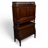 An Aesthetic Movement Mahogany Secretaire Bookcase with Gilt Brass Mounts - Thumbnail 1