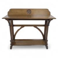 A. W. N. Pugin, J. C. Crace Gothic Revival Carved Oak Library, Hall or Serving Table
