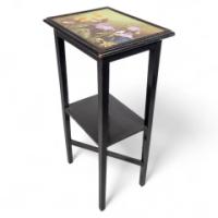 Aesthetic Movement – Ebonised Tile-Top Side Table with Floral Design (c.1880)