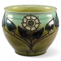 Wardle, an Arts & Crafts Planter with Tube Line Decoration of Stylised Flowers