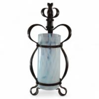 An Arts & Crafts Wrought Iron Lantern with Uranium/Vaseline Slag Glass Shade - Thumbnail 1