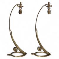WAS Benson. An original pair of Brass Swan Table Lights. - Thumbnail 1