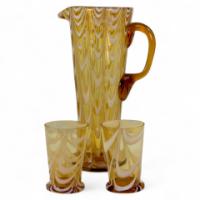Tall Art Glass Lemonade Jug with Matching Glasses, Art Deco c.1930 - Thumbnail 1