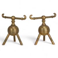 Christopher Dresser for Benham & Froud – Aesthetic Movement Brass Fire Dogs
