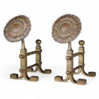 Henry Jeckyll for Robbins & Co., A Pair of Anglo-Japanese Brass Fire Dogs - Thumbnail 1