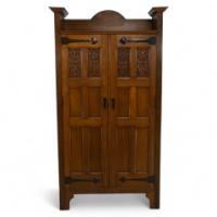Shapland and Petter. A quality Glasgow style Arts and Crafts oak Hall cupboard - Thumbnail 1