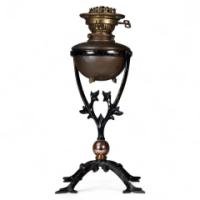 W. A. S. Benson, Cast Iron Four-Leg Table Oil Lamp - Thumbnail 1