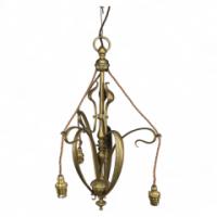 An Arts & Crafts Brass Three Arm Ceiling Light