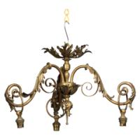 An Arts & Crafts Three-branch Brass Ceiling Light