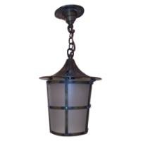 Arts and Crafts Brass Lantern with Conical Hat and Opaque Liner, c.1900