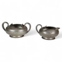 Liberty & Co. – English Pewter 0966 Arts and Crafts Pewter Milk and Sugar Bowl - Thumbnail 1