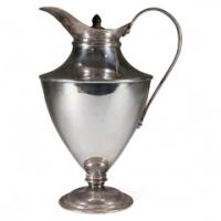 W. A. S. Benson (stamped). A Silver Plated Hot Water Jug