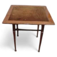 Arts and Crafts Glasgow School c.1900 Inlaid Oak Card Table with Square Top