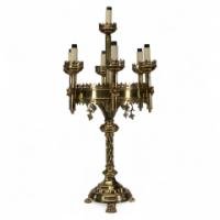 Gothic Revival c.1880 Brass Table Lamp in the Manner of A. W. N. Pugin - Thumbnail 1