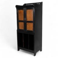 Collinson & Walton. An Aesthetic Movement Burr Walnut & Ebonized Music Cabinet