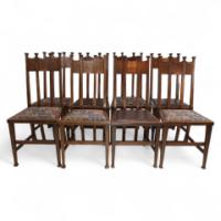 George Montague Ellwood for J. S. Henry – Ten Arts and Crafts Oak Dining Chairs - Thumbnail 1