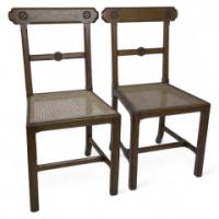 J. G. Crace, attributed. In the Style of a A. W. N. Pugin. A Pair of Gothic Revival Oak Cane Seat Dining Chairs - Thumbnail 1