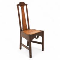 An Arts and Crafts Liberty style oak floral inlaid side chair - Thumbnail 1