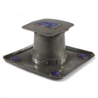 Liberty & Co., An Arts & Crafts Pewter Inkwell with Violet Enamel Decoration