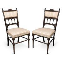 R. Whytock & Co., A Pair of Aesthetic Movement Ebonized & Parcel Gilt Side Chairs - Thumbnail 1