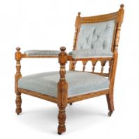 Bruce Talbert, attributed. Stamped Gillows – Aesthetic Movement Oak Armchair