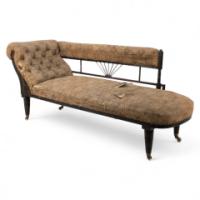 H. W. Batley, attributed. An Anglo-Japanese Ebonised Chaise Lounge or Day Bed