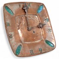 An Arts & Crafts Hand Formed Copper & Turquoise Blue Enamel Wall Clock