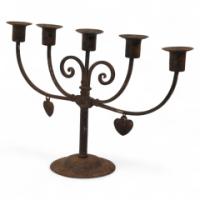 Goberg Germany Hugo Berger. Arts & Crafts Five Branch Handmade Iron Candelabra