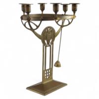 WMF ( attributed. ). An Art Nouveau Candelabra with Six Sconces to the Main Circular Ring