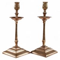 W. A. S. Benson, Pair of Arts & Crafts Brass and Copper Candlesticks II - Thumbnail 1