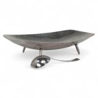 Keswick School of Industrial Art. A Firth Staybrite Stainless Steel Preserve Dish & Spoon