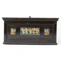 Ellen Mary Rope for Della Robbia Pottery. A Small Picture Frame with Three Plaster Plaques