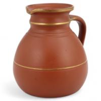 Prattware – Gothic Revival Terracotta Jug with Gilded Line Decoration - Thumbnail 1