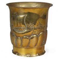 Margaret Gilmour School – Arts & Crafts Brass Planter with Galleon Scene