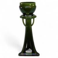 Bretby. An Arts & Crafts Green Planter & Stand Both Stamped Bretby