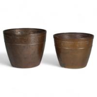 Joseph Sankey & Sons Large Arts & Crafts Copper Planter with Embossed Flower Pod