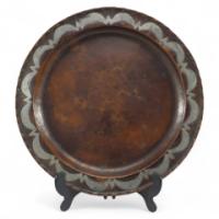 Hugh Wallis. An Arts & Crafts Hand Formed Round Copper Plate - Thumbnail 1