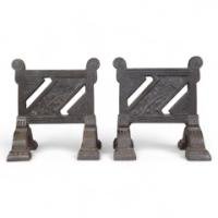 Henry Jeckyll, attributed. Robbins & Co., A Pair of Anglo-Japanese Cast Iron Fire Dogs