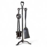 Thornton & Downer ( attributed. ). A Set of Four Arts & Crafts Cotswold School Hand Made Steel Fire Tools