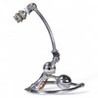 W. A. S. Benson (stamped). An Arts & Crafts Chrome Plated Table Lamp with Heart Shaped Base
