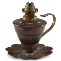 W. A. S. Benson – Arts and Crafts Copper Lily Pad Oil Light