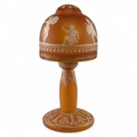 An Art Deco Style Mottled Orange Hand Painted Cameo Glass Style Table Lamp - Thumbnail 1