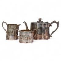 James Dixon & Sons. An Aesthetic Movement Electroplated Britannia Metal Tea Set