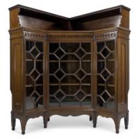 George Jack for Morris & Co., Two Fine Quality Aesthetic Movement Walnut Glazed Corner Cabinets