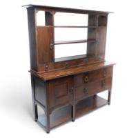 C. R. Ashbee Made at the Guild of Handicraft. An Arts & Crafts Oak Sideboard with Flaring Cornice - Thumbnail 1