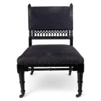 An Aesthetic Movement Low Side Chair with Fretwork to the Lower Back Rest - Thumbnail 1