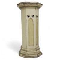 A Gothic Revival Polychrome Painted Octagonal Pedestal with a Graduated Molded Edge to the Top - Thumbnail 1