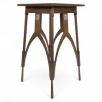 M H Baillie Scott (style of). An Arts and Crafts Walnut side table inlaid with circular Mother-of-Pearl decoration - Thumbnail 1